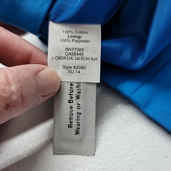 J Crew Women's Straight Pencil Skirt Bright Blue Lined Cotton Size 0 *Read* - Picture 15 of 15
